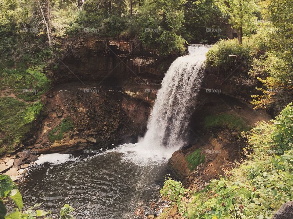 Waterfall. Minnehaha Falls in Minneapolis, MN