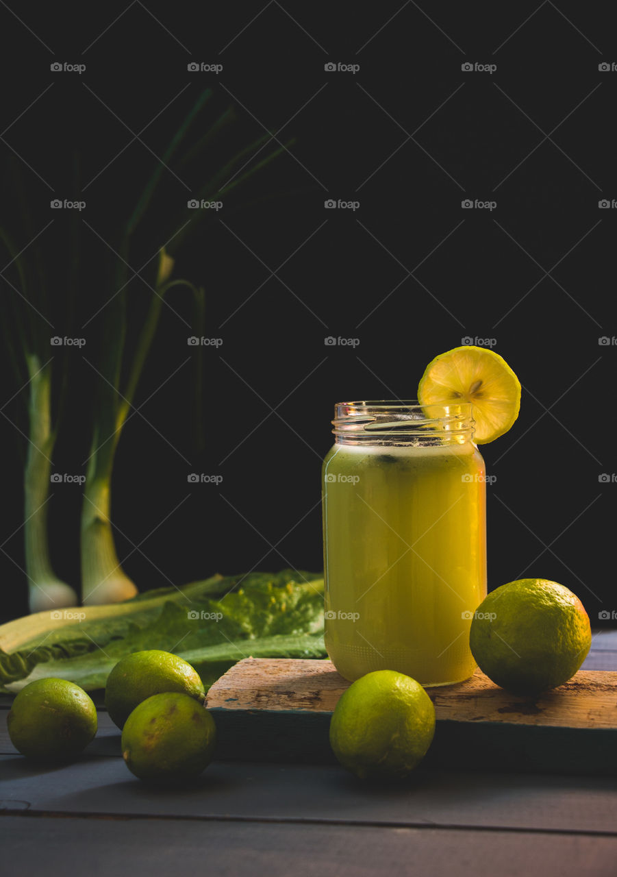 Lemon juice and green vegetables