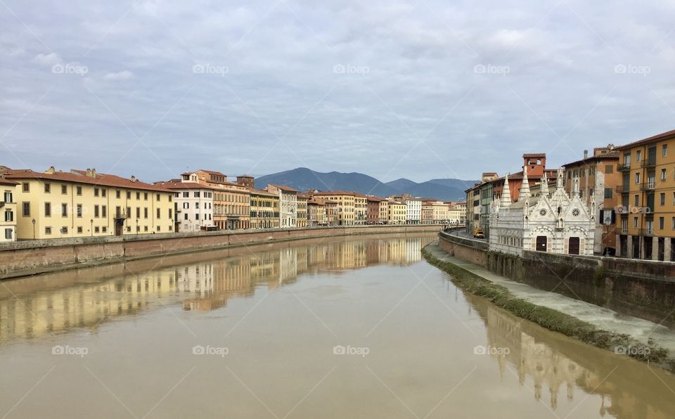 View of river in Pisa, Italy