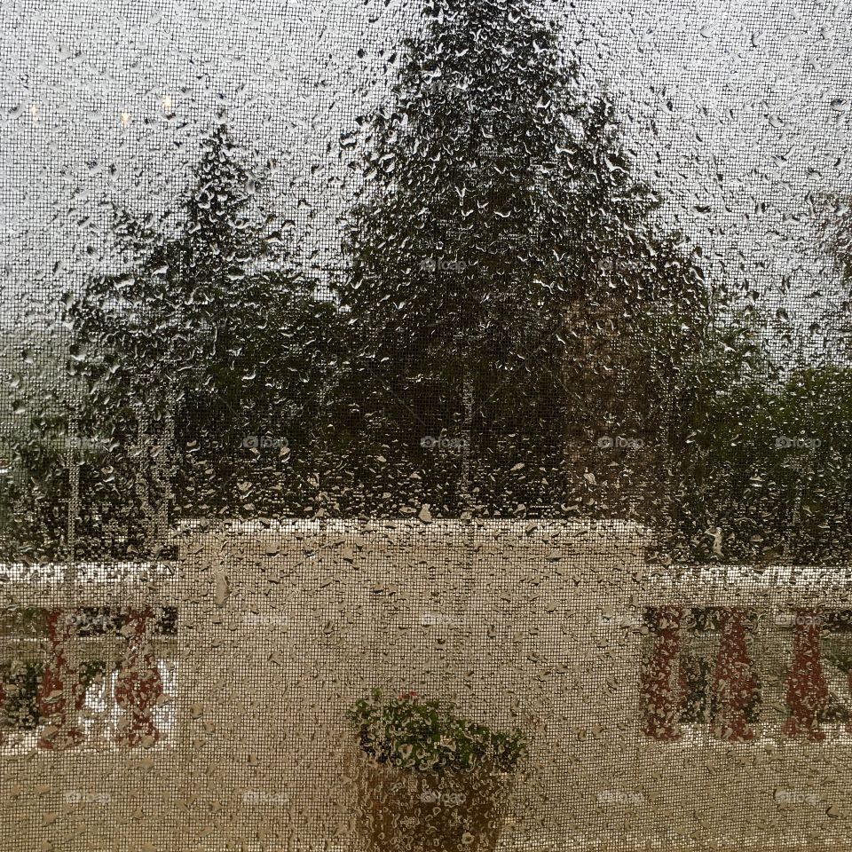 Very heavy Rain fall against a window 