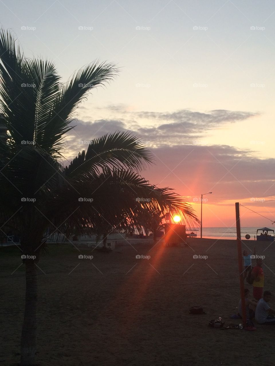 Beach sunset in Manta Ecuador

