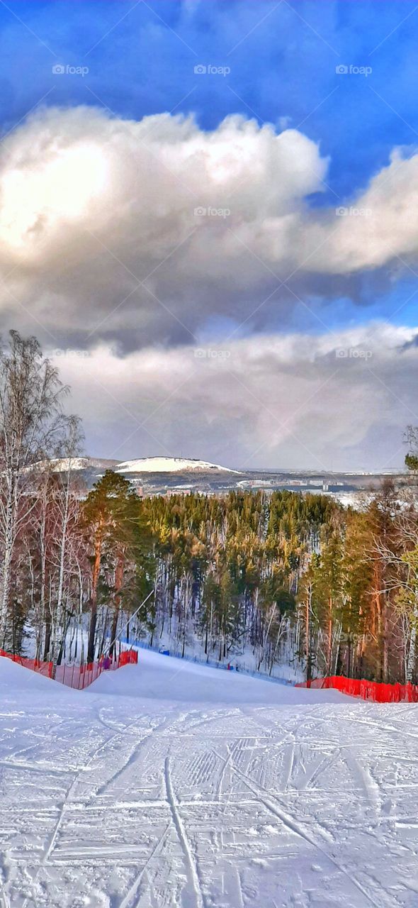 лыжная зимняя трасса