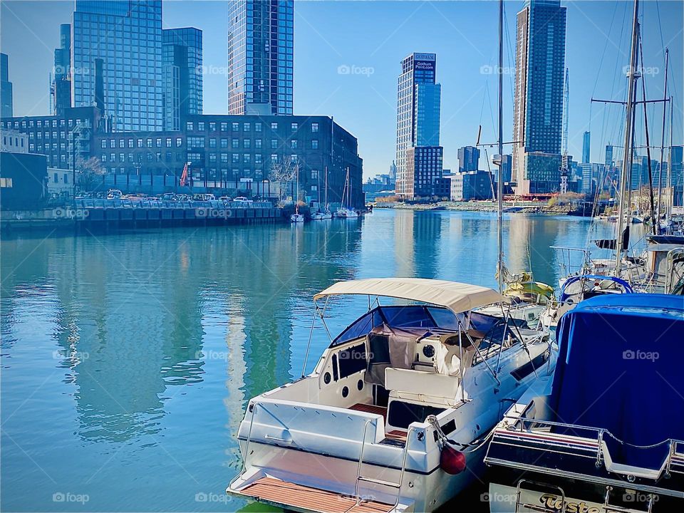 Another view of our very special LIC, Queens “harbor” area on an exceptionally bright and sunshiny day over “Newtown Creek” by the “Pulaski Bridge”. 2023. Hypnotic Productions