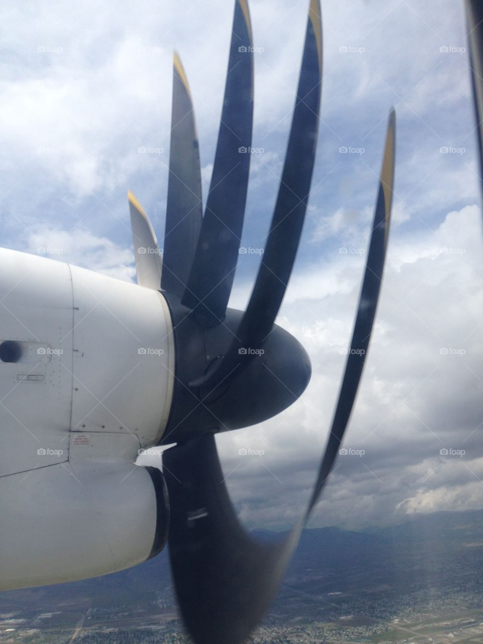 Airplane propeller. Flying