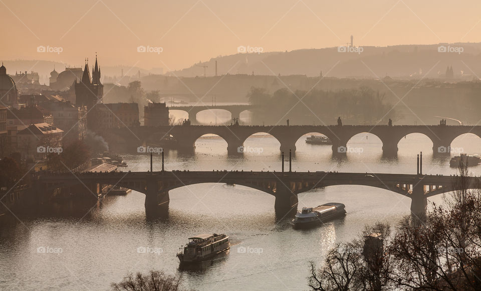 river moldova and Prague city 