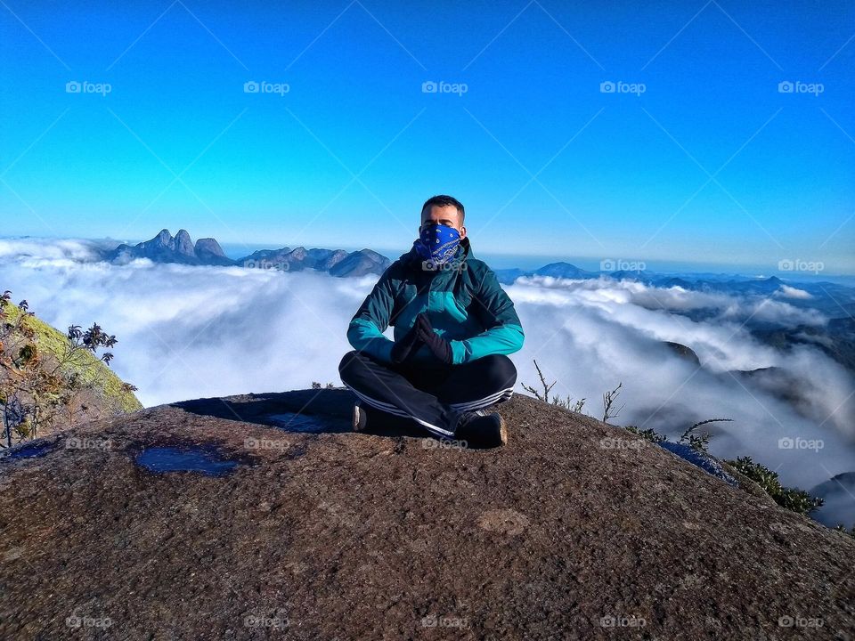Meditating above the clouds.