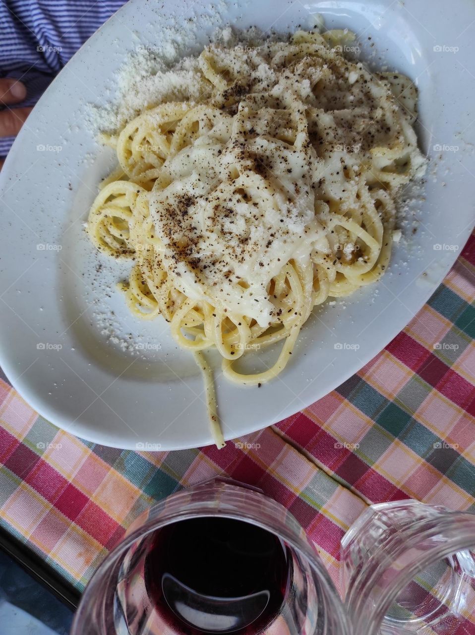 pasta alla carbonara typical of Rome