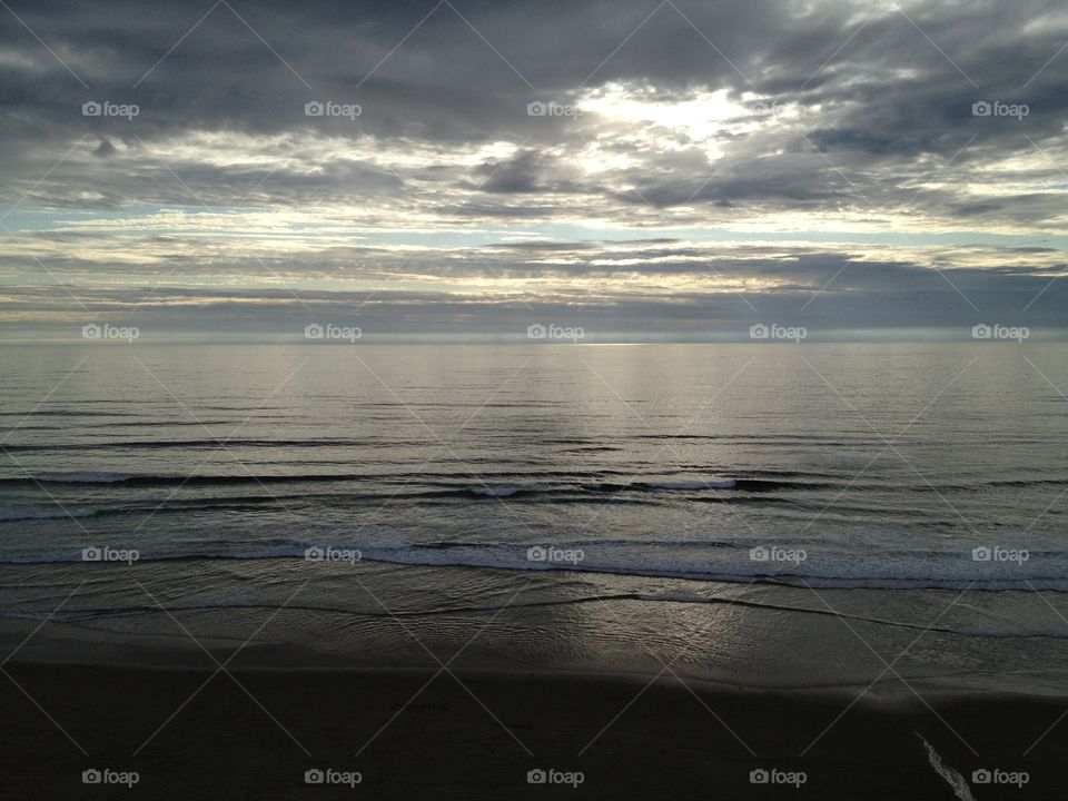 Bye Beach. Sunset in Newport, Oregon during vacation.