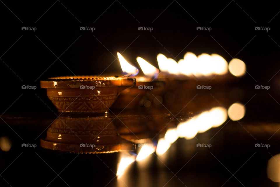 Reflection of diwali diya