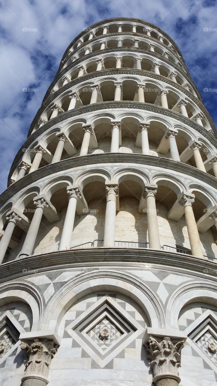 Leaning Tower of Pisa. The Leaning Tower of Pisa in Pisa Italy.  looking up from ground level it is simply awesome!