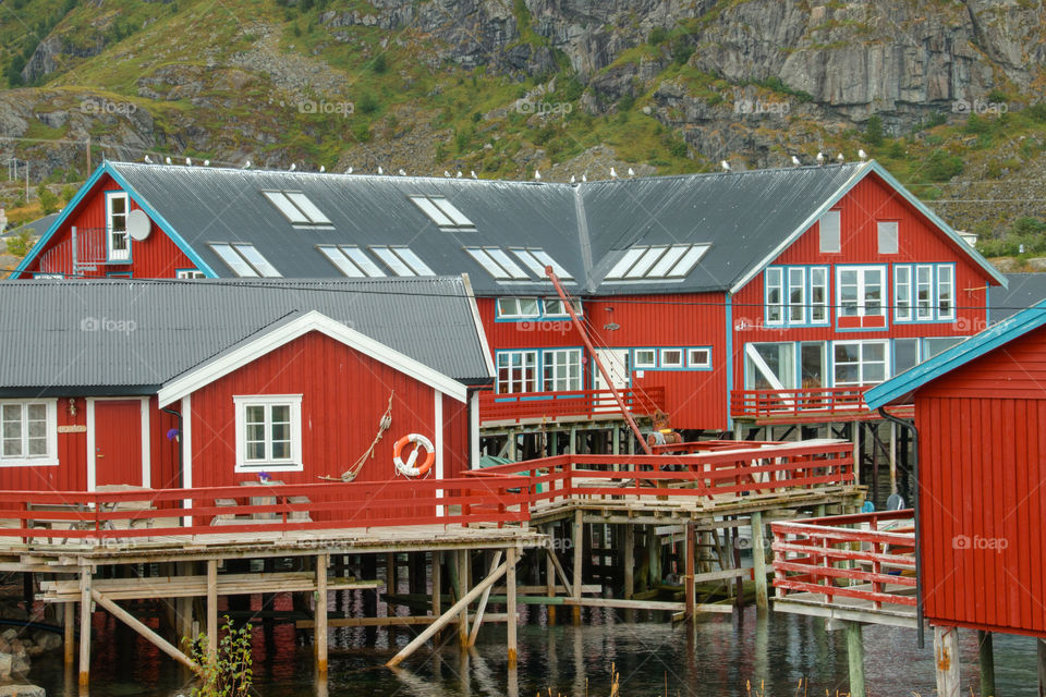 Red buildings in Å. Å, Lofoten Islands