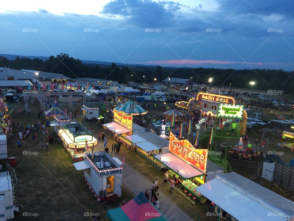 A View from the Top. My son and I took a ride to the top of the ferris wheel at the Berkeley County Youth Fair and enjoyed the view at dusk.
