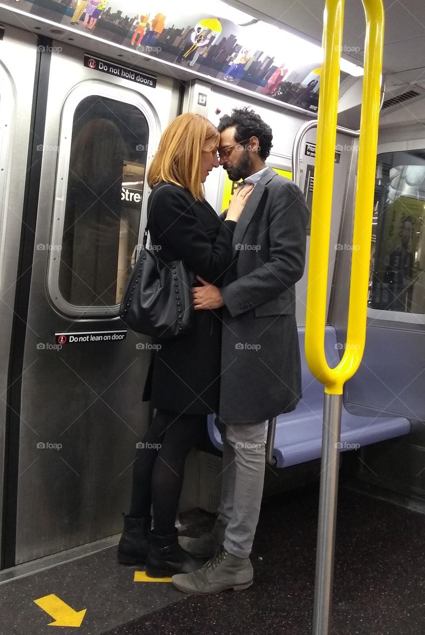 2 People in Love on the Subway NYC