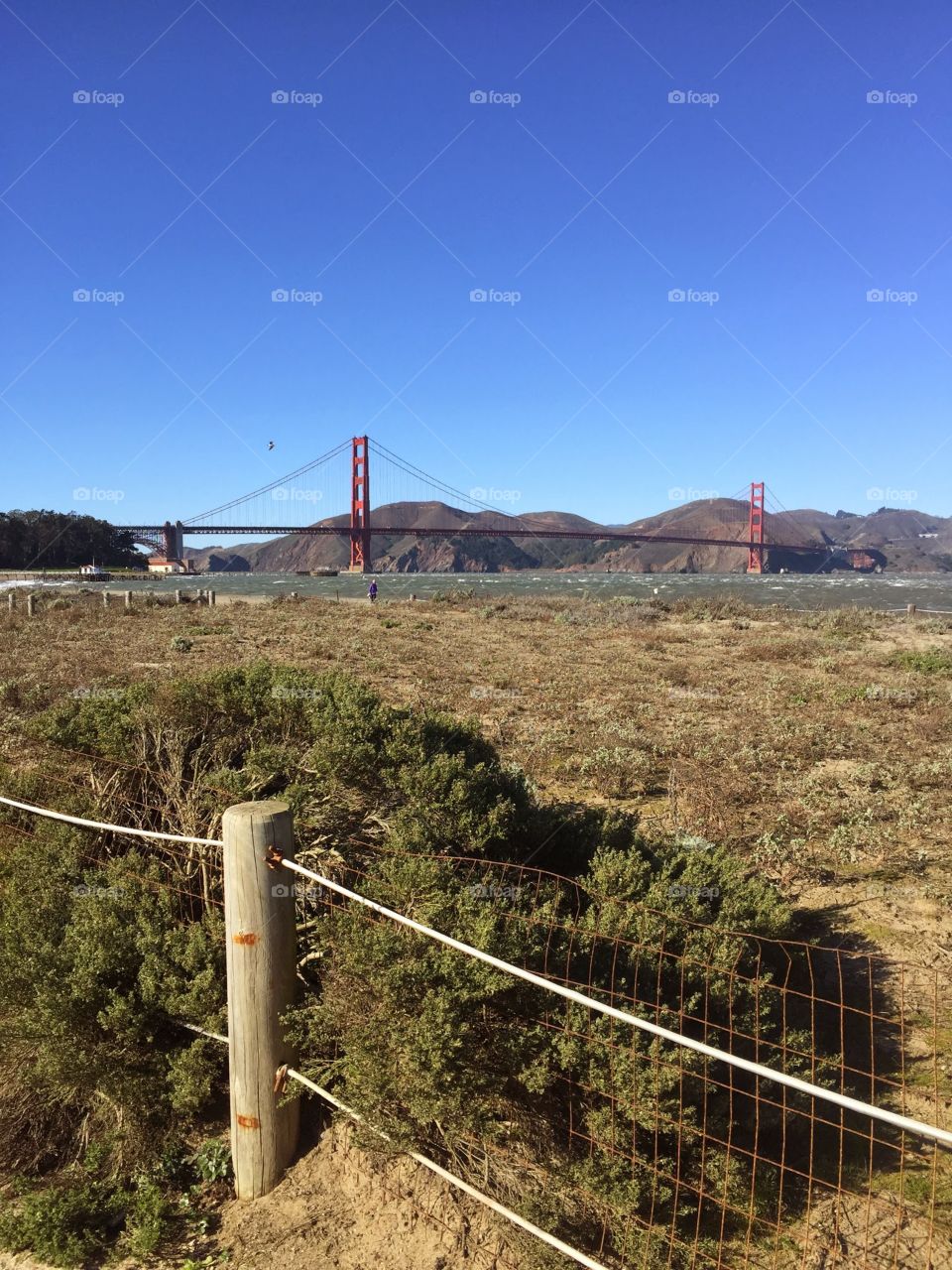 Distant GG Bridge. Golden Gate Bridge from a distance