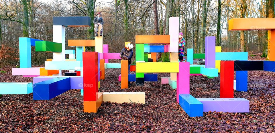 Colorful art in the forest