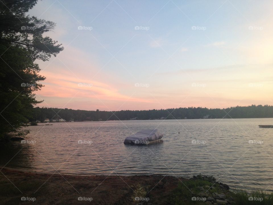Lake view at sunset in New Hampshire 
