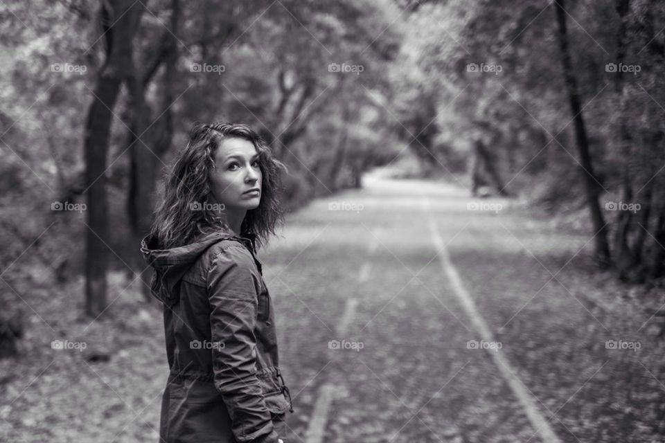Women on road during autumn