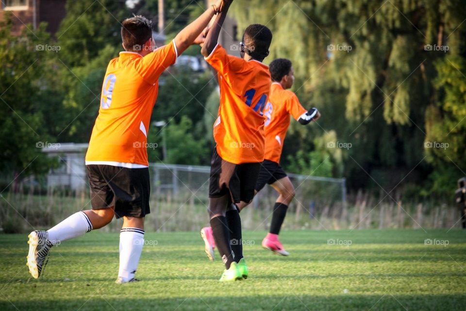 Celebrating the goal in soccer