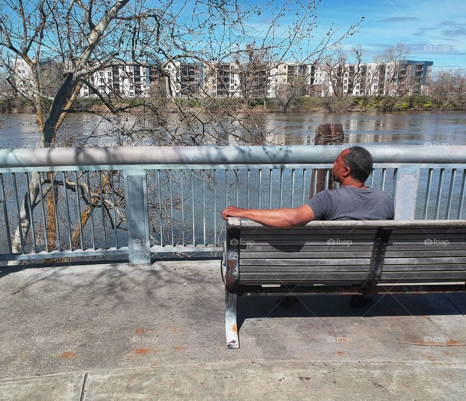 Enjoying the view on the riverfront in the city of Sacramento California