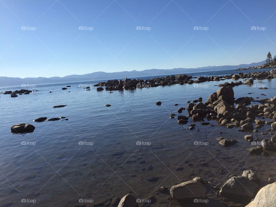 View of rock in sea