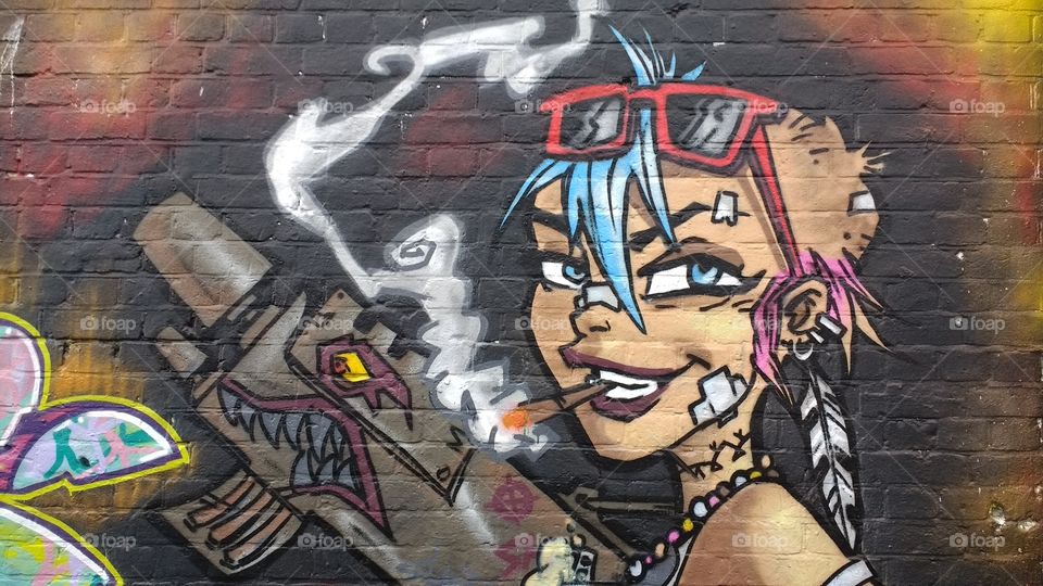 Machine Gun Girl Grafitti