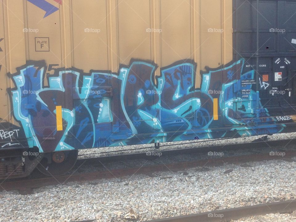 Street graffiti on a train