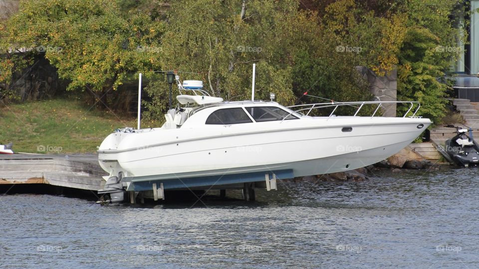 motorboat on a lift