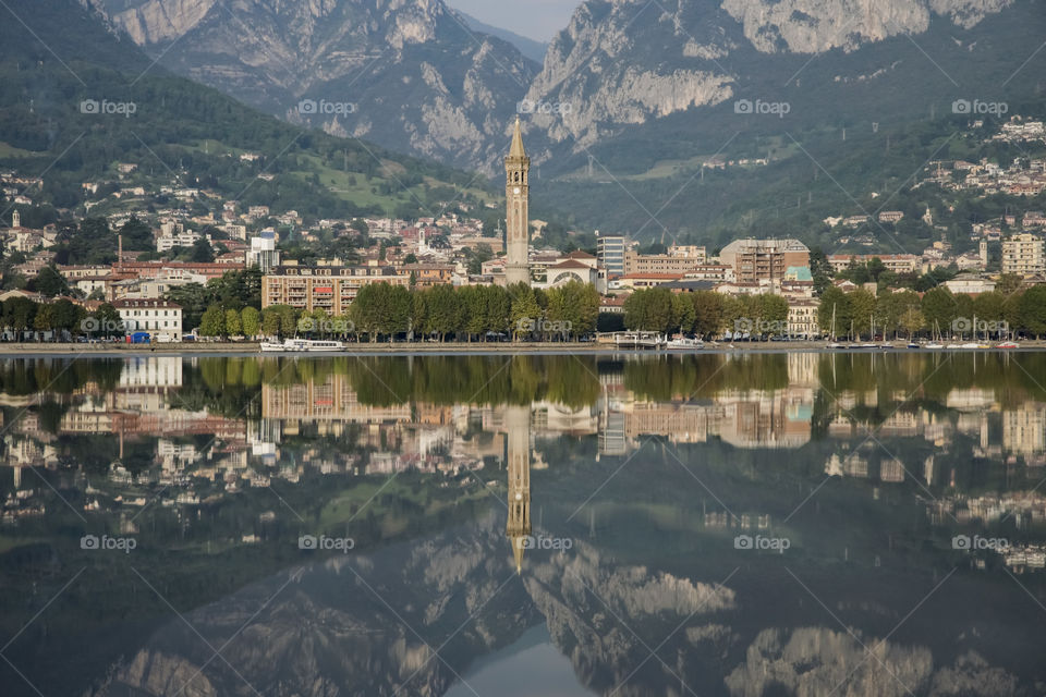 up and down, reflection of Lecco city