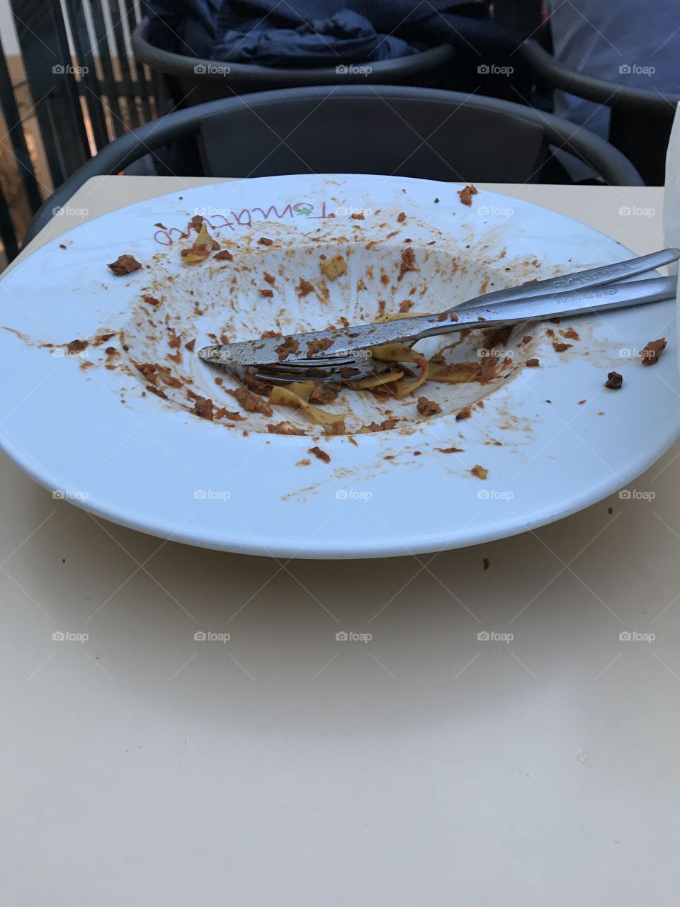 Empty pasta plate