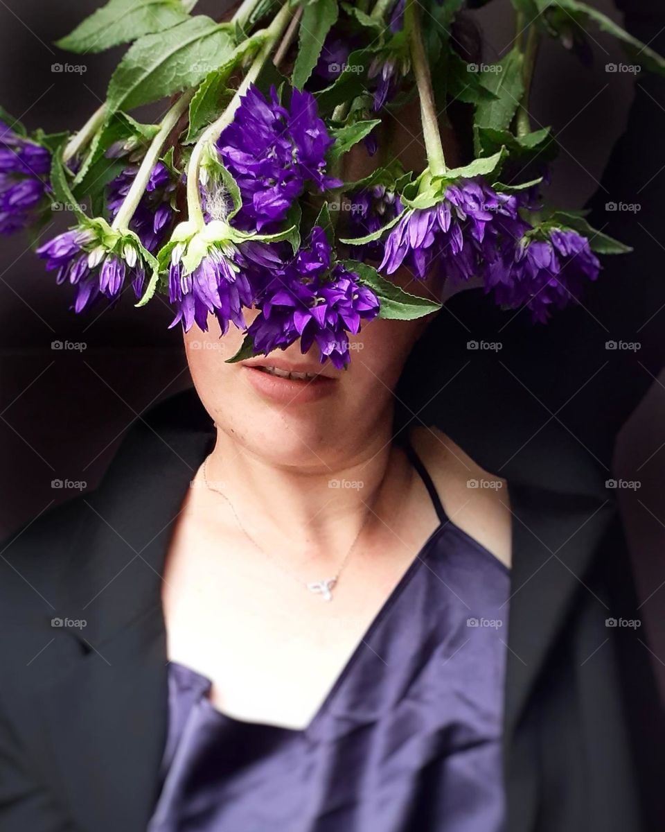 Portrait of a girl with bouquet