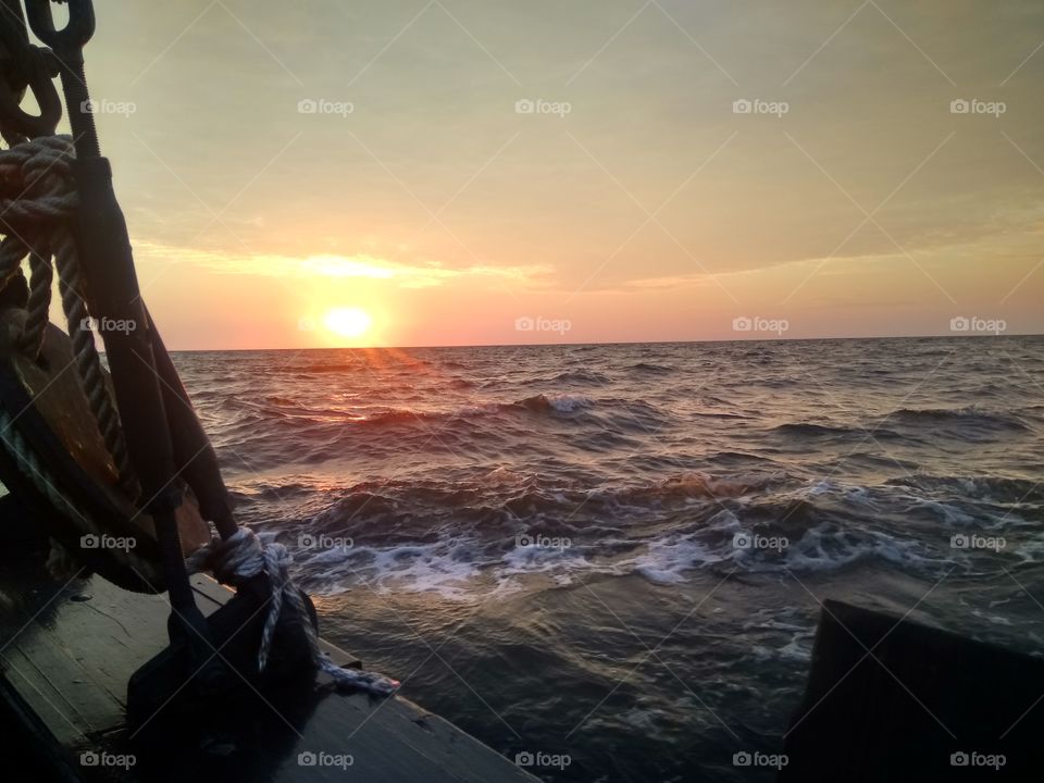sunset on ship board