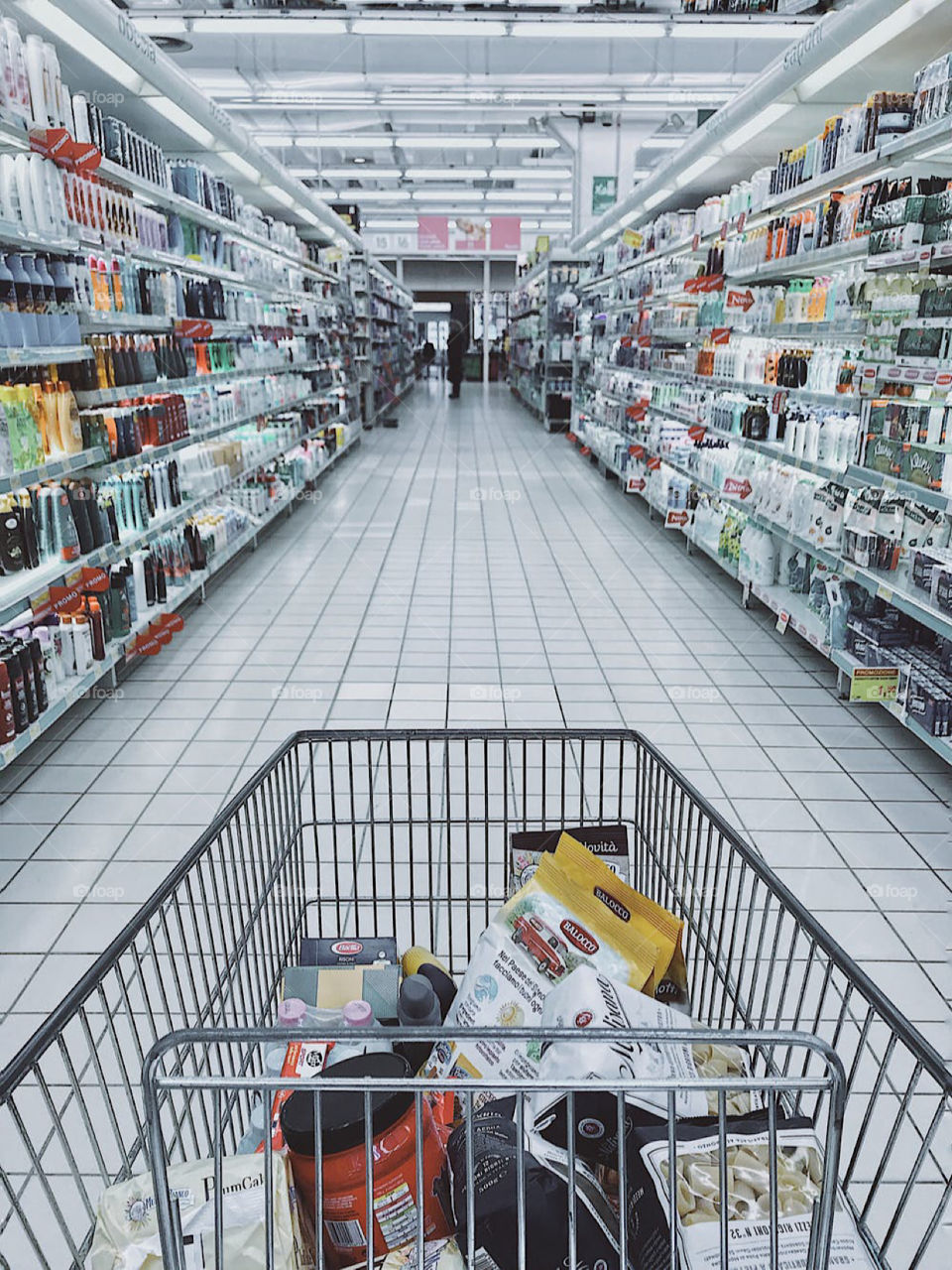Shopping in the hyper market using trolley 