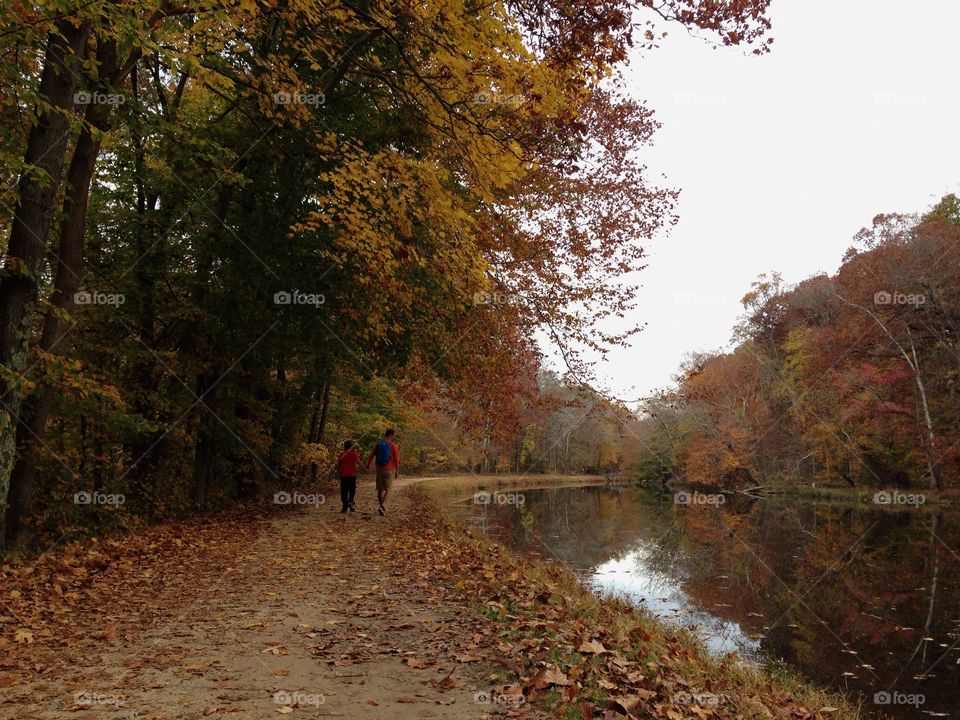 Walking next to the river