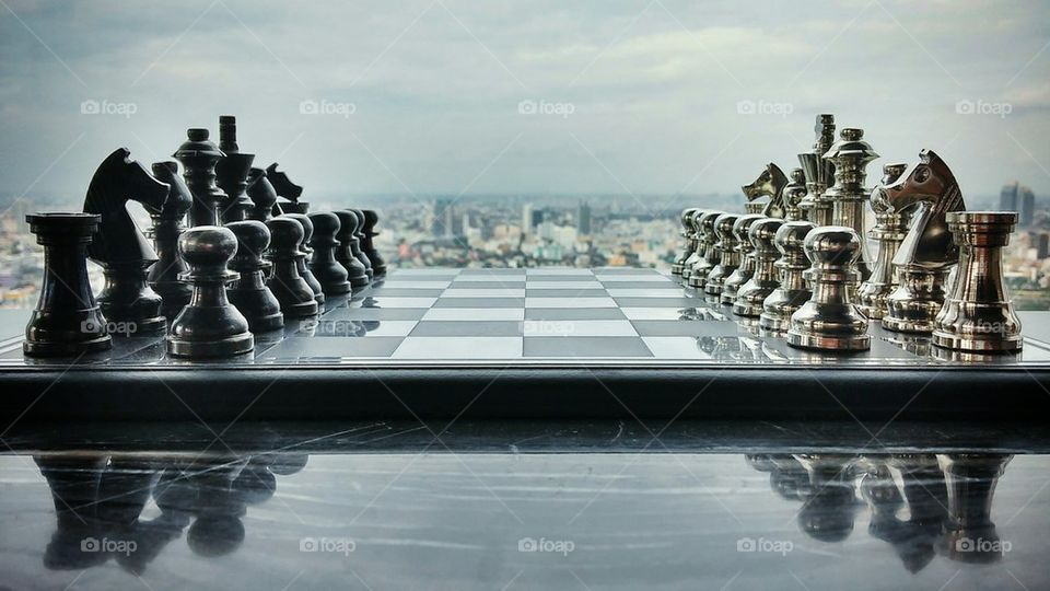 Chess pieces on board