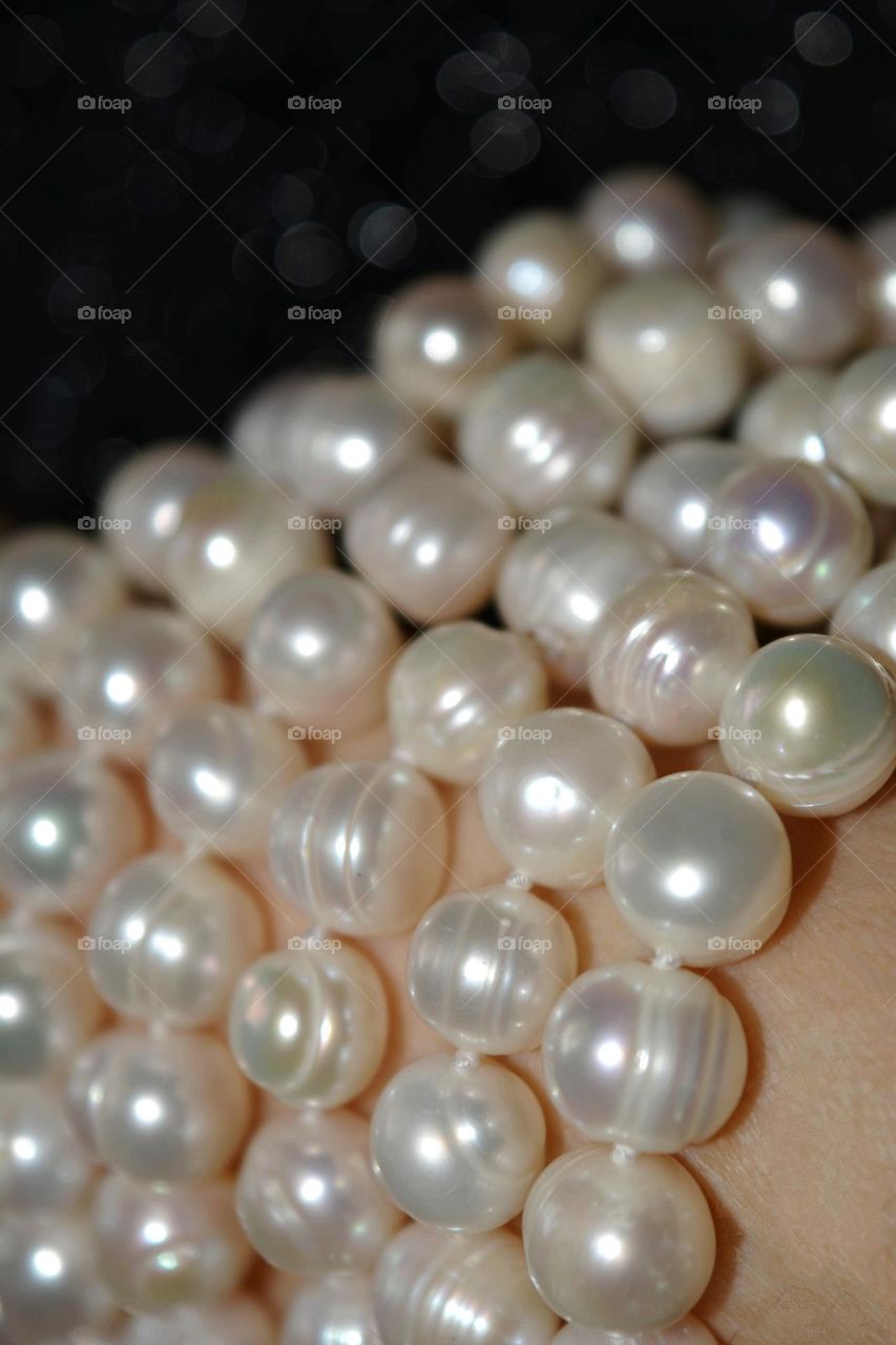 woman accessories pearls close up