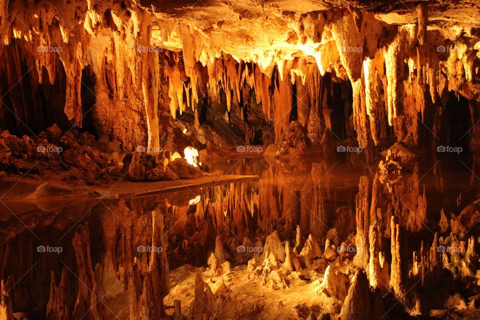 Leflection of the great luray caverns.