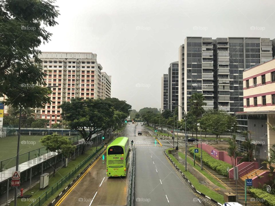 The road transportation and good quality buildings both side of road