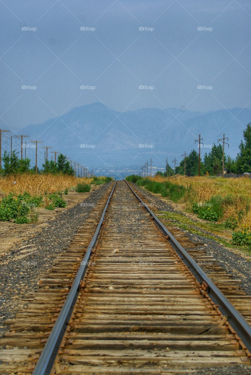 Railway track with mountain view