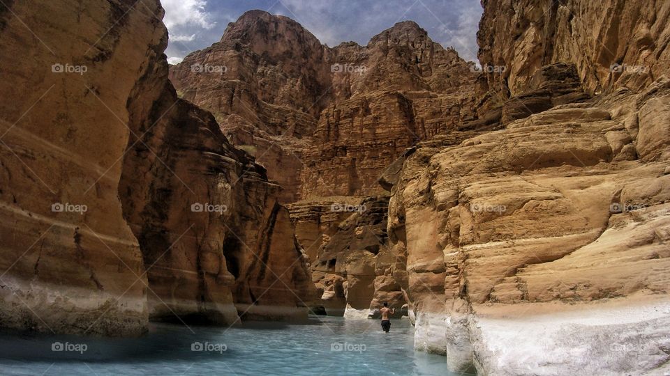 Where Havasu Creek meets the Colorado River in the bottom of the Grand Canyon