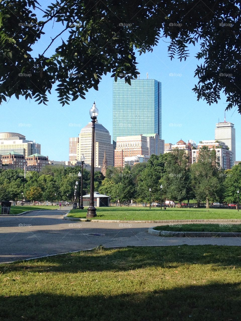 Common park,Boston,Usa. Sight from the Common park,Boston,Usa