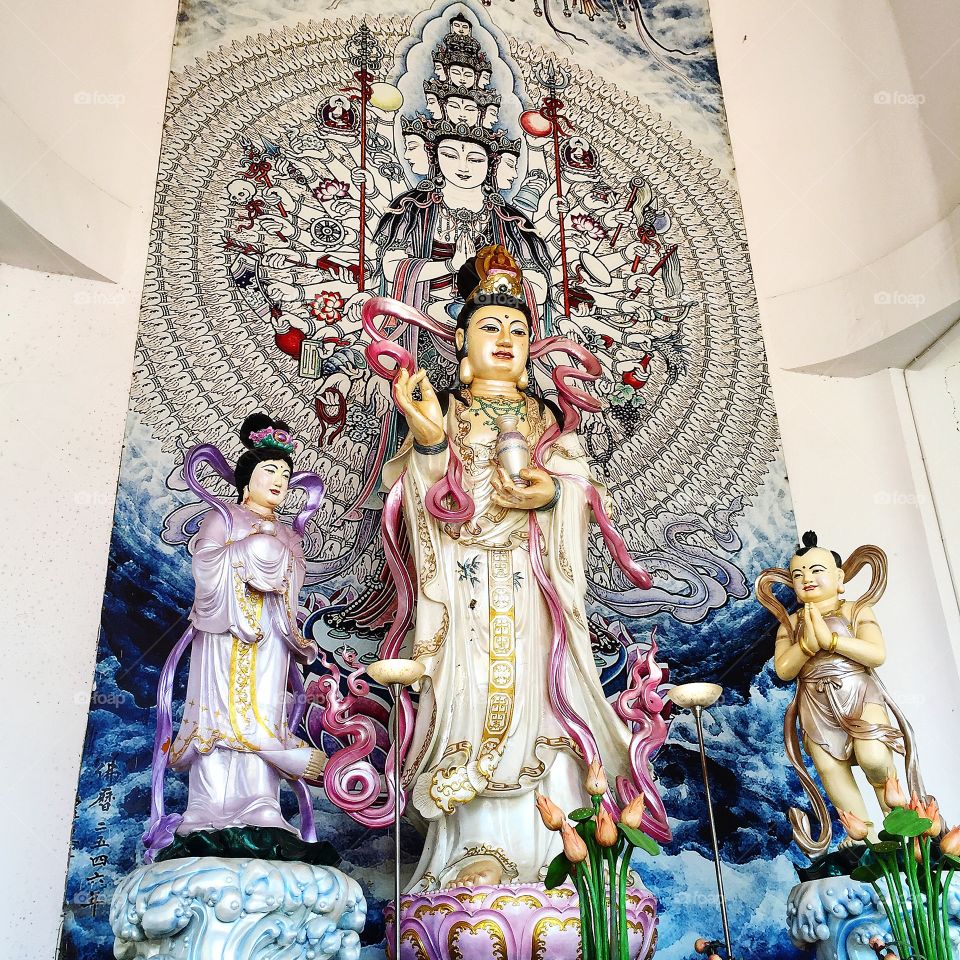 Guan Im or Guan Yin statue in Chinese temple