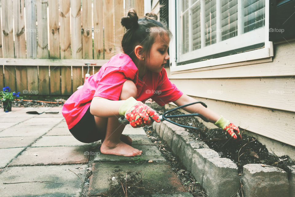 Little girl gardening 