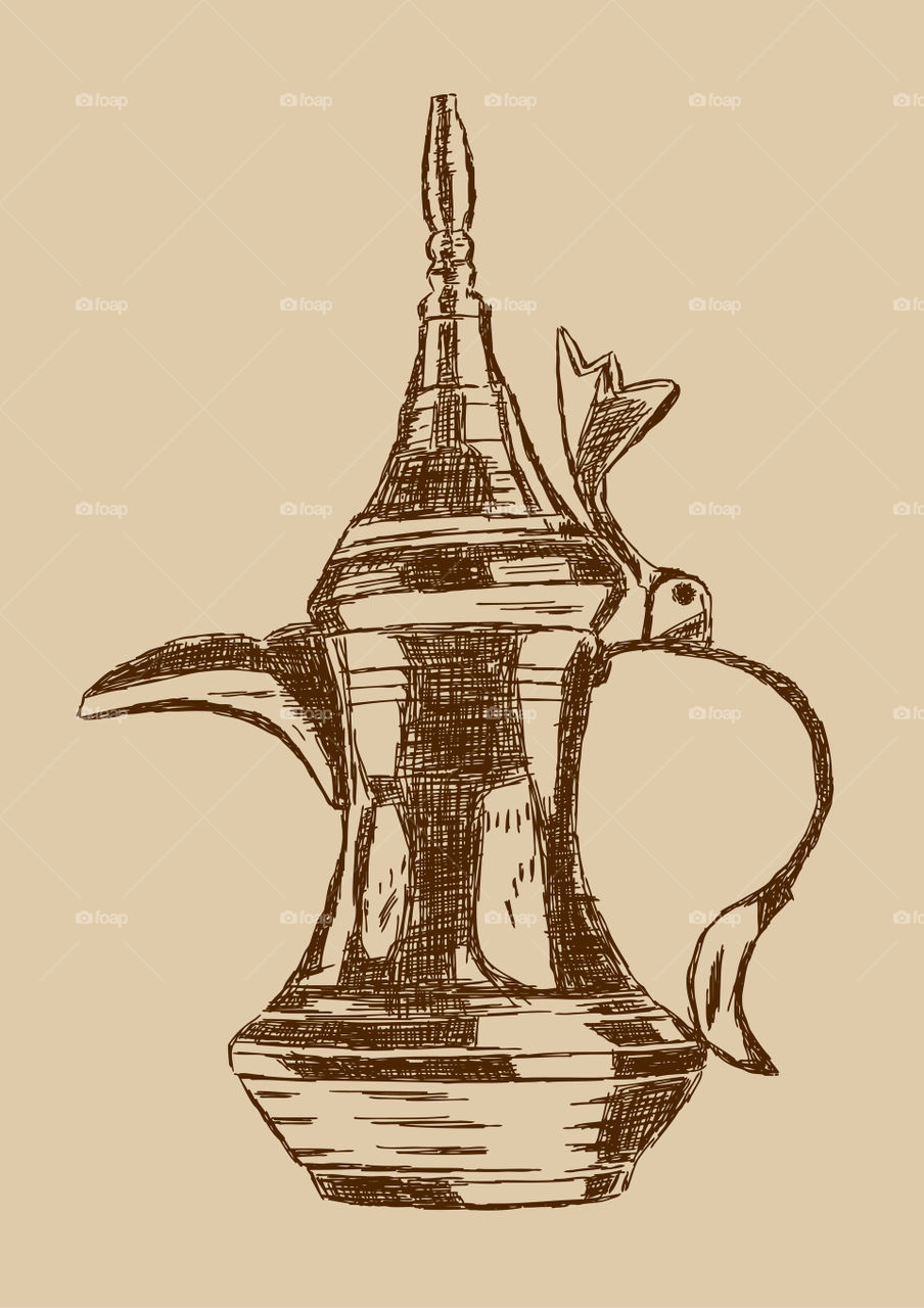 Old style Arabic coffee pot Dallah illustration