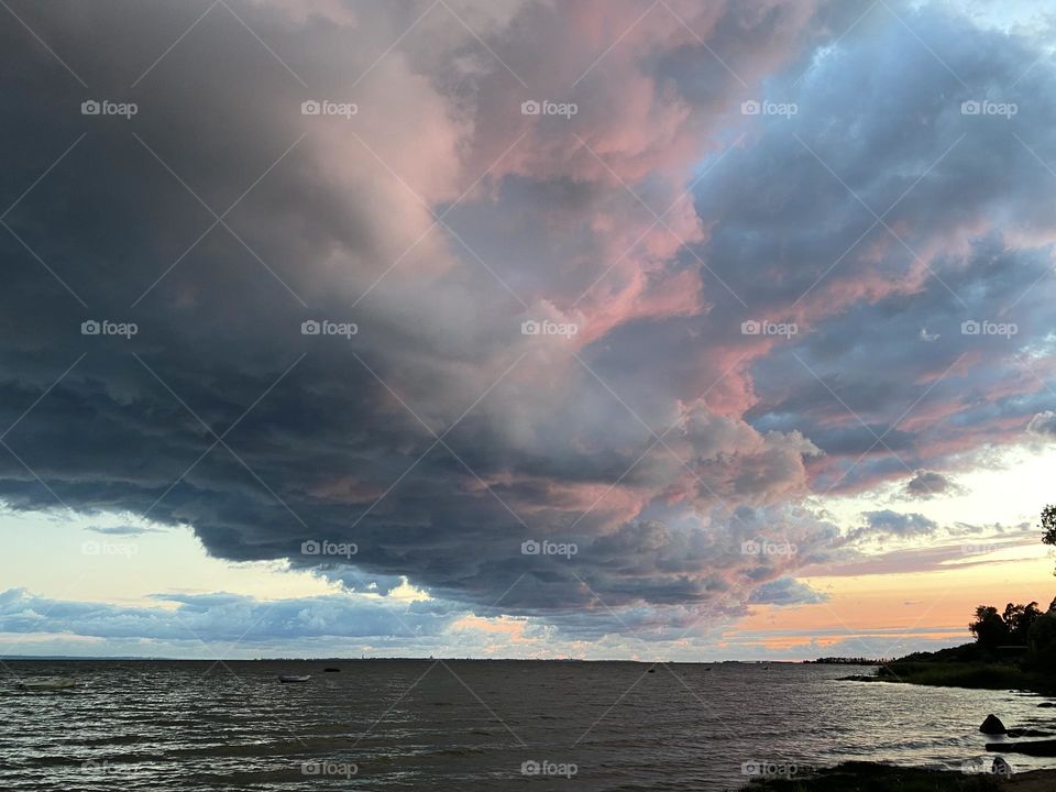 Rosy blue thunder clouds 