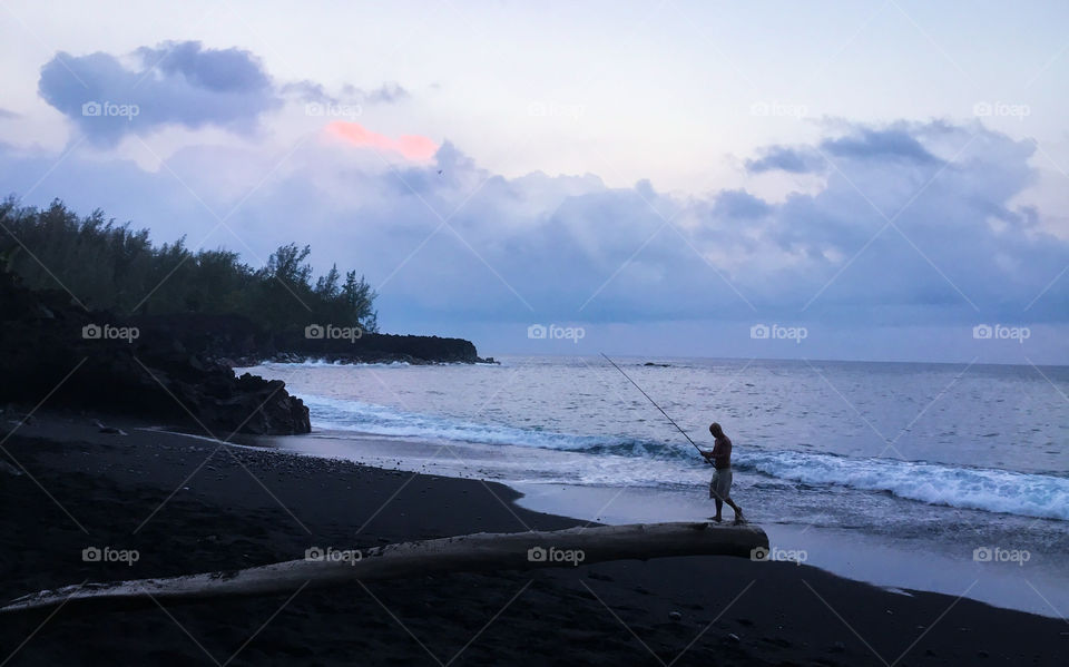 Fishing at dusk