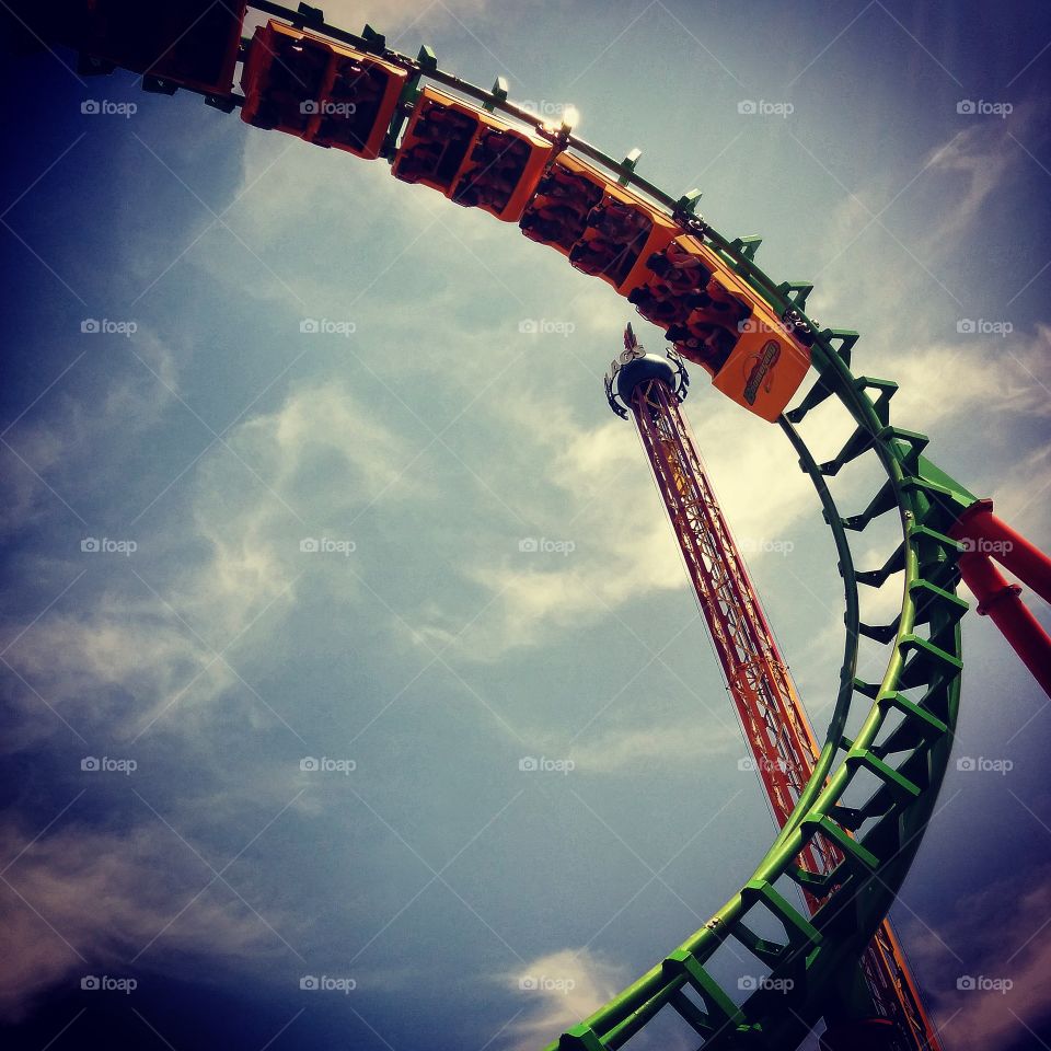 Boomerang at Six Flags Saint Louis. Capturing my son on this great roller coaster.