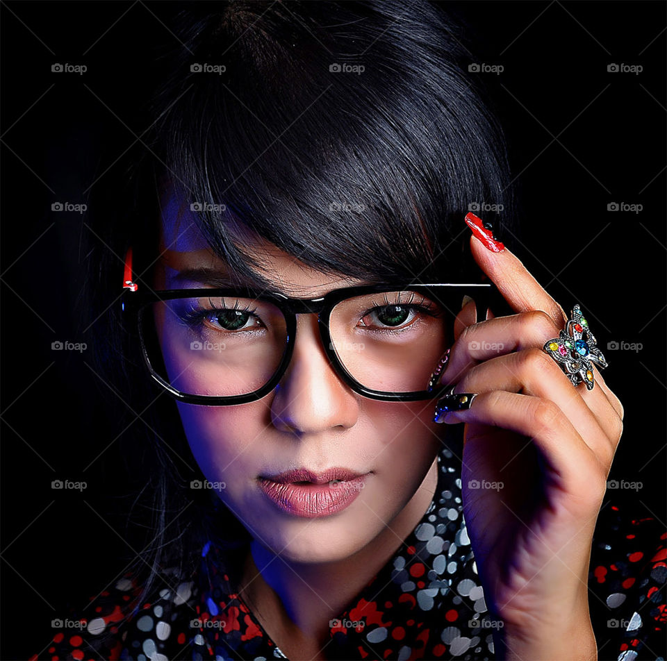 woman with glasses
