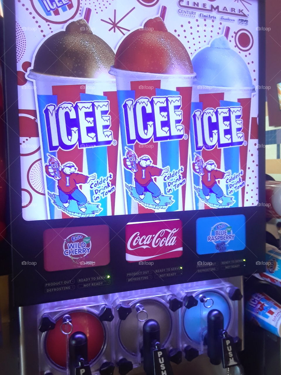 COKE,CHERRY AND BLUE RASBERRY ICEE.one of a kind drinks to have.Colors are looking well.Nice pic. smooth your mind with an ice cold drink..
