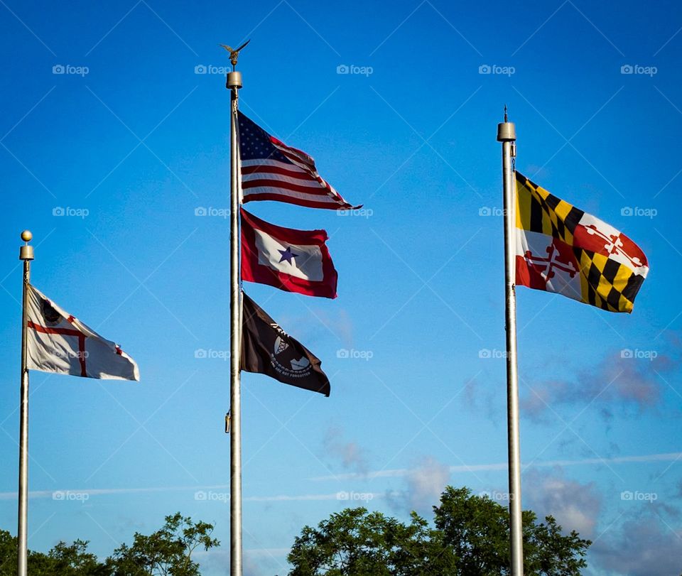 Blue sky flags