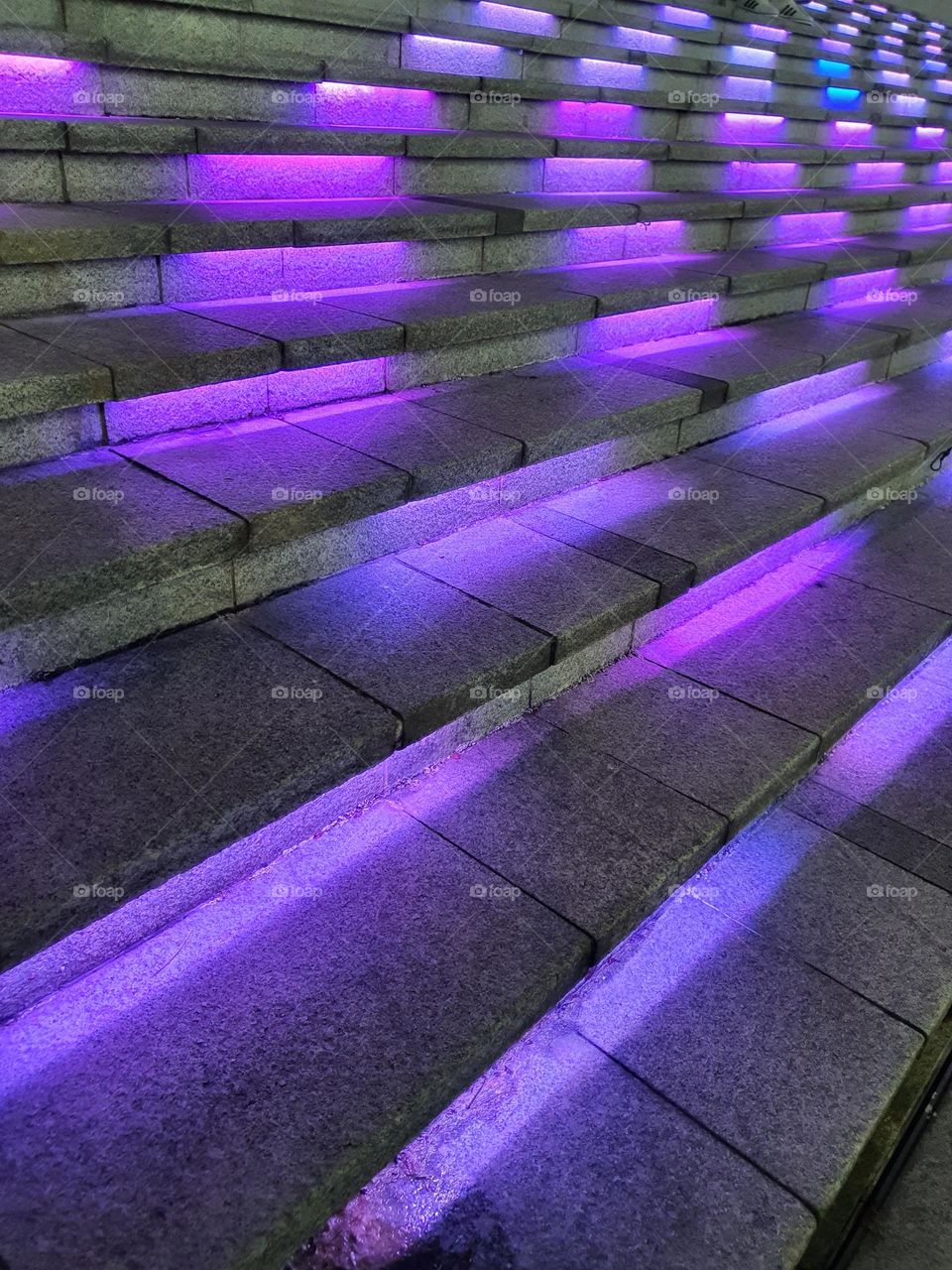 led light show on steps